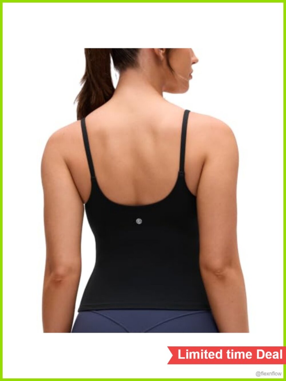 Softretch U Back Camisole Tank Top, Built-in Bra, Removable Pads, Tank Tops